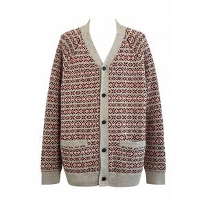 Men's Goodthreads 100% Lambswool Fair Isle Cardigan Sweater Size L Tall